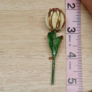 Sandor flower bud brooch with pink gemstone costume jewelry pin scarf hat jacket